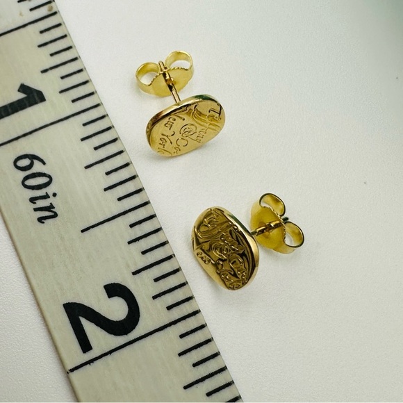 RARE Tiffany & Co. 18K Yellow Gold Notes Wave Round Stud Earrings with Packaging - Picture 8 of 10